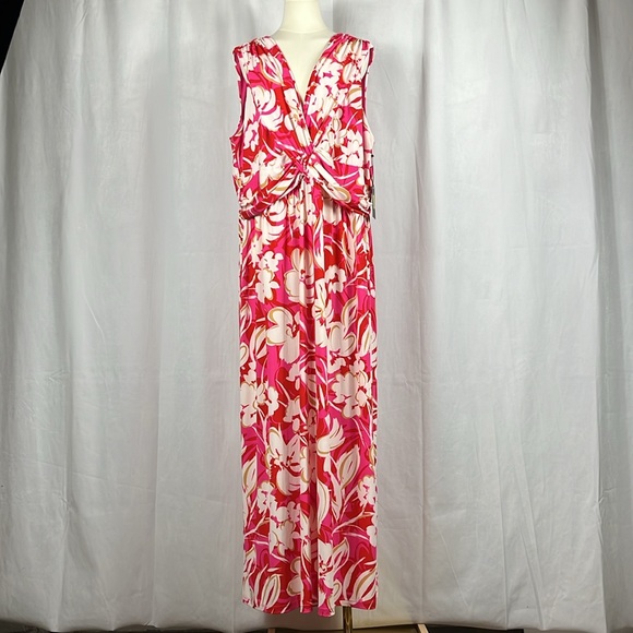 NWT Vince Camuto Women's Floral Printed Ity Maxi Dress in Pink Multi. - Picture 4 of 13